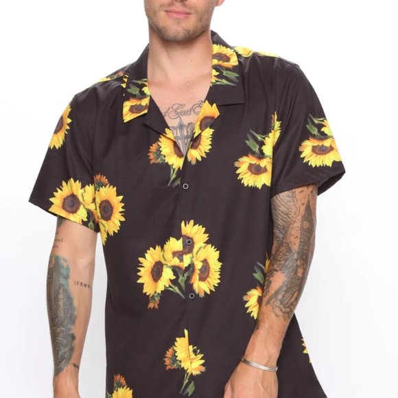 Sunflower Men's Button Down Short Sleeve Large - Picture 4 of 12